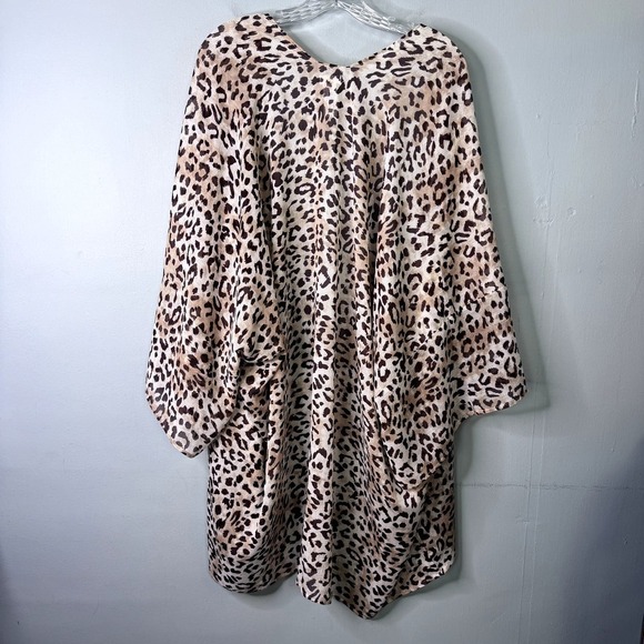 Aerie Sheer Leopard Print Open Front Kimono Robe Brown Cover Up Women's One Size - Picture 10 of 11